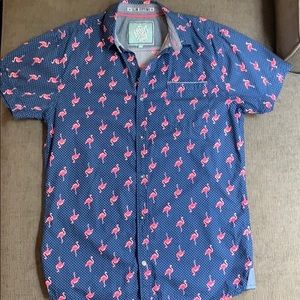 Good Vibes Mens M Short Sleeve Flamingos Shirt